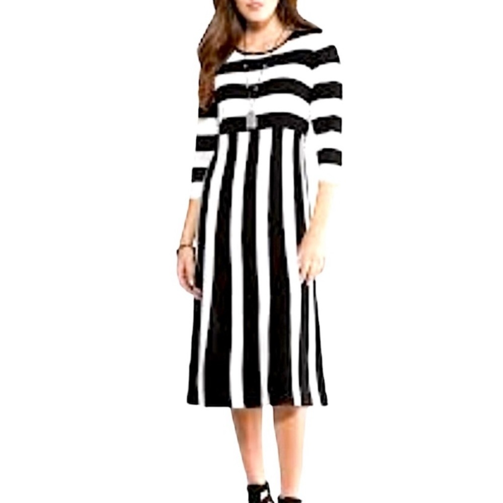 Established 1946 Striped Fit & Flare Knit Dress